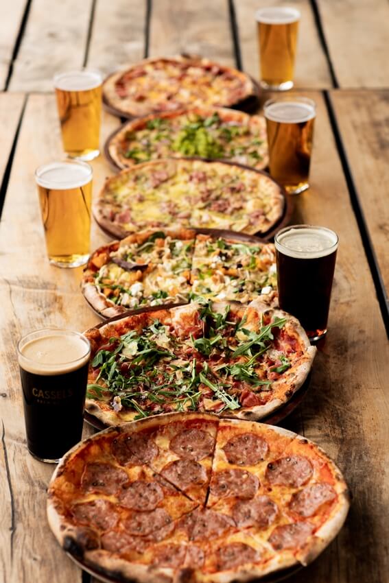 4 pizzas and beer at cassels restaurant 4 pizzas and beer at cassels restaurant
